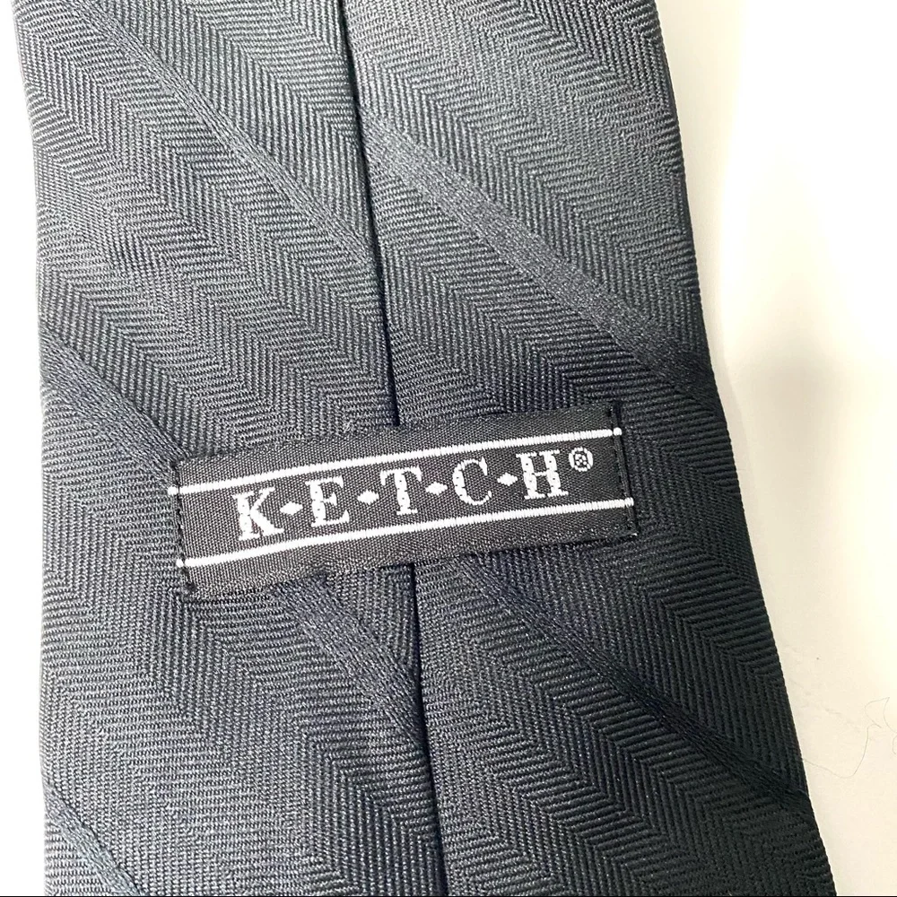 Ketch 2 Boys Black Tie Clip On - Black/ Blue Check Bow Tie - Great Condition